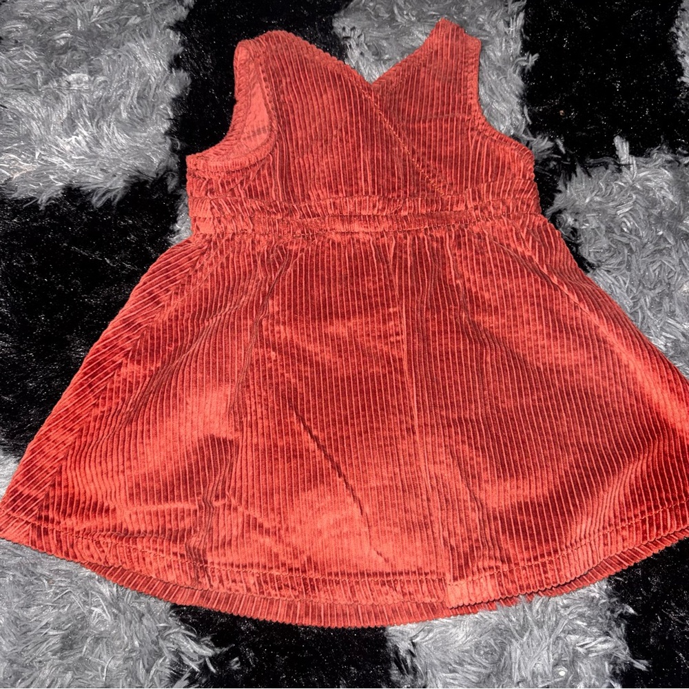 Casual Corduroy Kids Dress - Rust